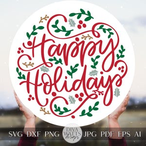 Buone feste scritte a mano SVG / Appendino per porta di Natale SVG / Design del cartello di Natale