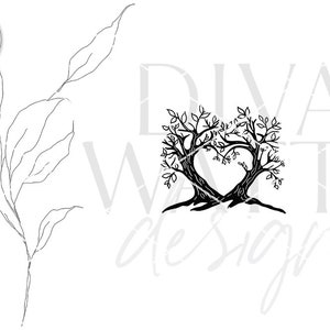 Tree With Heart SVG for Sign Silhouette of Tree SVG for Family Tree Svg ...