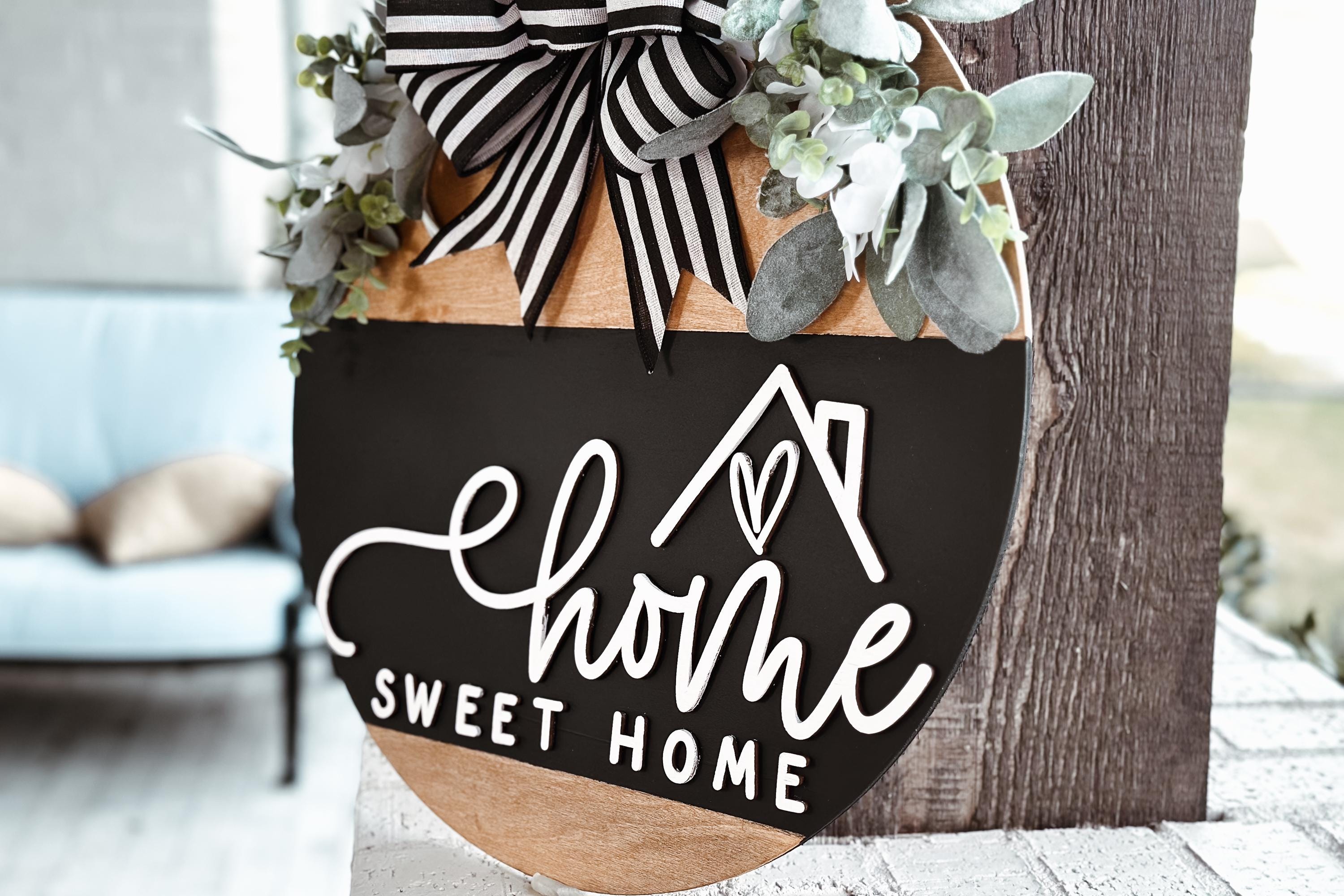 Home Sweet Home Round Door Hanger SVG, Layered Laser Cut File ...