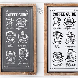 Cardápio de café SVG | Placa de cafeteria SVG | Cozinha de fazenda | dxf e muito mais!