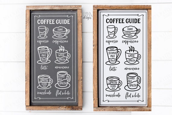 Premium Vector  Espresso, latte, cappuccino in glasses and mugs. coffee  types for coffee house menu.