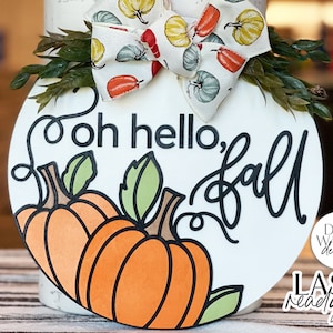 Oh Hello Fall Glowforge SVG | Autumn Pumpkins Laser File