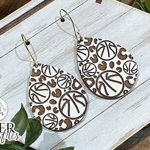Basketball Leopard Print Drop Earrings Glowforge SVG | Sports Earring Design