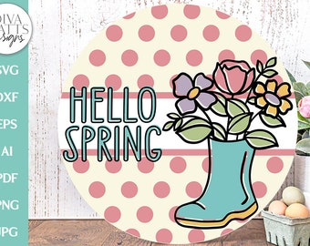 Hello Spring SVG | Floral Boots Spring Time Design