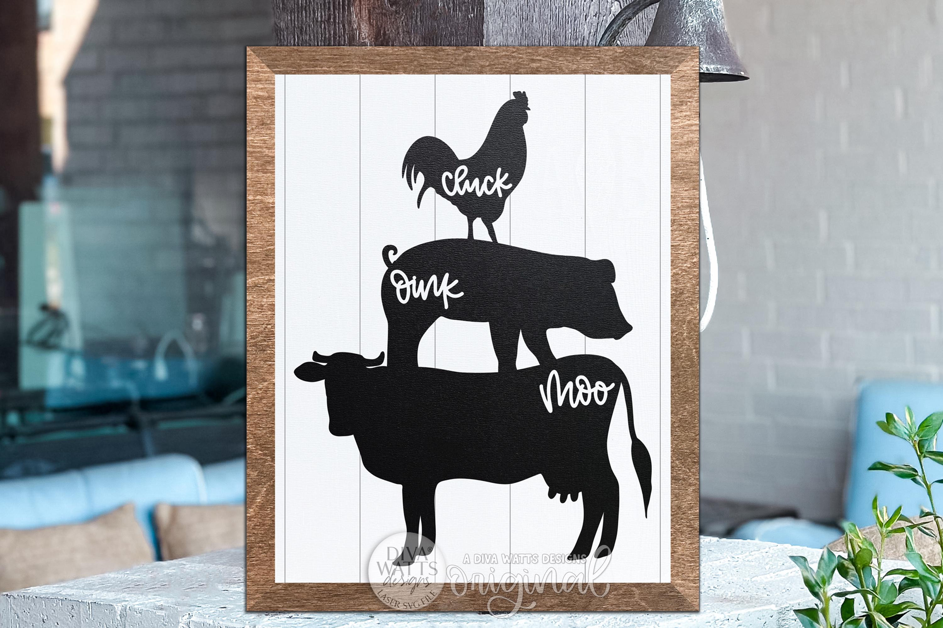 Farm Animal Stack SVG for Laser Cutting, Farmhouse Animal Sign File ...