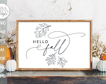 Hello Fall SVG Fall Sign SVG Autumn Sign SVG Fall Leaves svg Farmhouse Fall svg Fall Decor svg Falling Leaves Svg Autumn Leaves svg Fall Svg