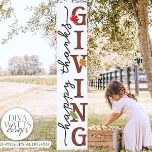 Happy Thanksgiving Vertical SVG | Porch Decor Design