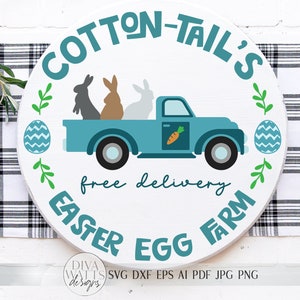 Cotton-Tail's Easter Egg Farm SVG | Farmhouse Easter Sign SVG | dxf and more!