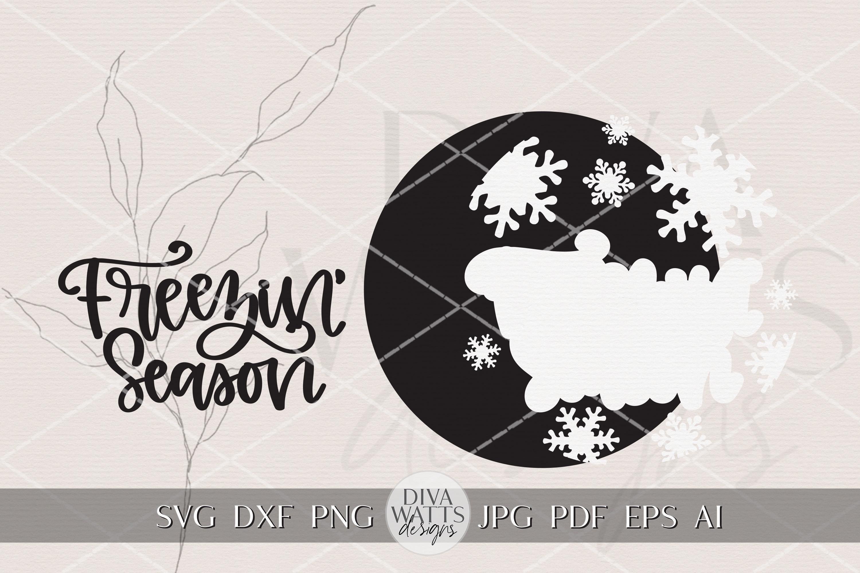 Freezin Season SVG Round Door Hanger File for Laser Cutting | Winter ...