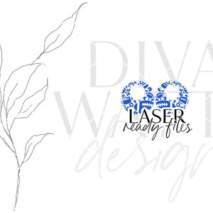 May include: A blue and white design of footballs in the shape of a heart with the text "LASER ready files" below. The text "DIVA WATTS designs" is in the bottom left corner of the image.