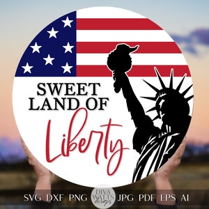 Sweet Land Of Liberty SVG Memorial Day svg 4 de julho SVG Bem-vindo SVG Dia da Independência svg Memorial Day Door Hanger svg Liberdade svg