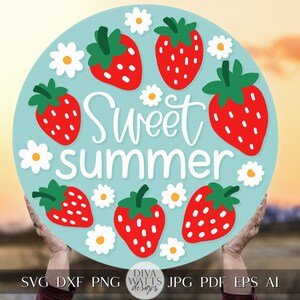 Sweet Summer SVG Summer Strawberries svg Strawberry Door Hanger svg Strawberry Sign svg Strawberry Decor svg Cricut Strawberries svg