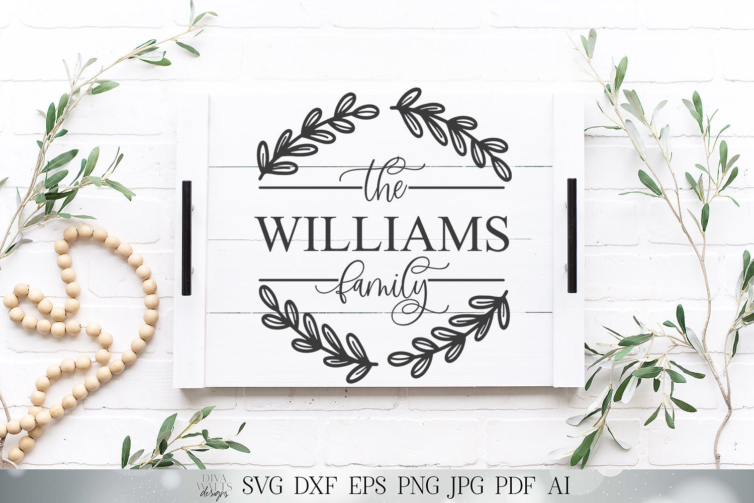 Download Family Last Name Farmhouse Wreath SVG | Sign SVG | Tray ...