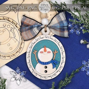 Let It Snow Snowman Ornament SVG File | Pop-Out Snowman Bar Ornament Design | DIY Party Laser Cut File | Snowman Ornament Laser SVG