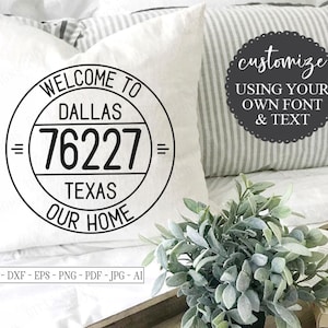 SVG | Vintage Postmark Customize Zip Code | Cutting File | City State | Farmhouse Rustic Industrial | eps ai | Vinyl Stencil HTV | Sign