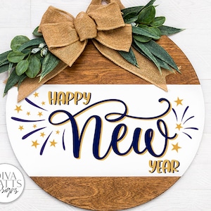 Happy New Year SVG | Round Sign Design