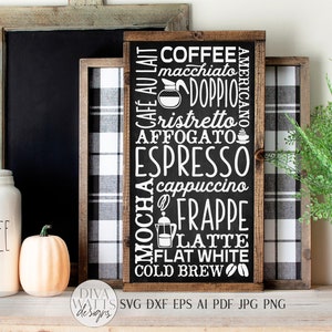 Coffee Bar Subway Sign SVG | Coffee Menu SVG | Farmhouse Kitchen Sign SVG | dxf and more