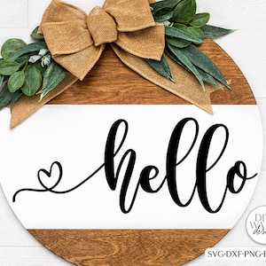 Hello With Heart Tail SVG | Farmhouse Welcome Design