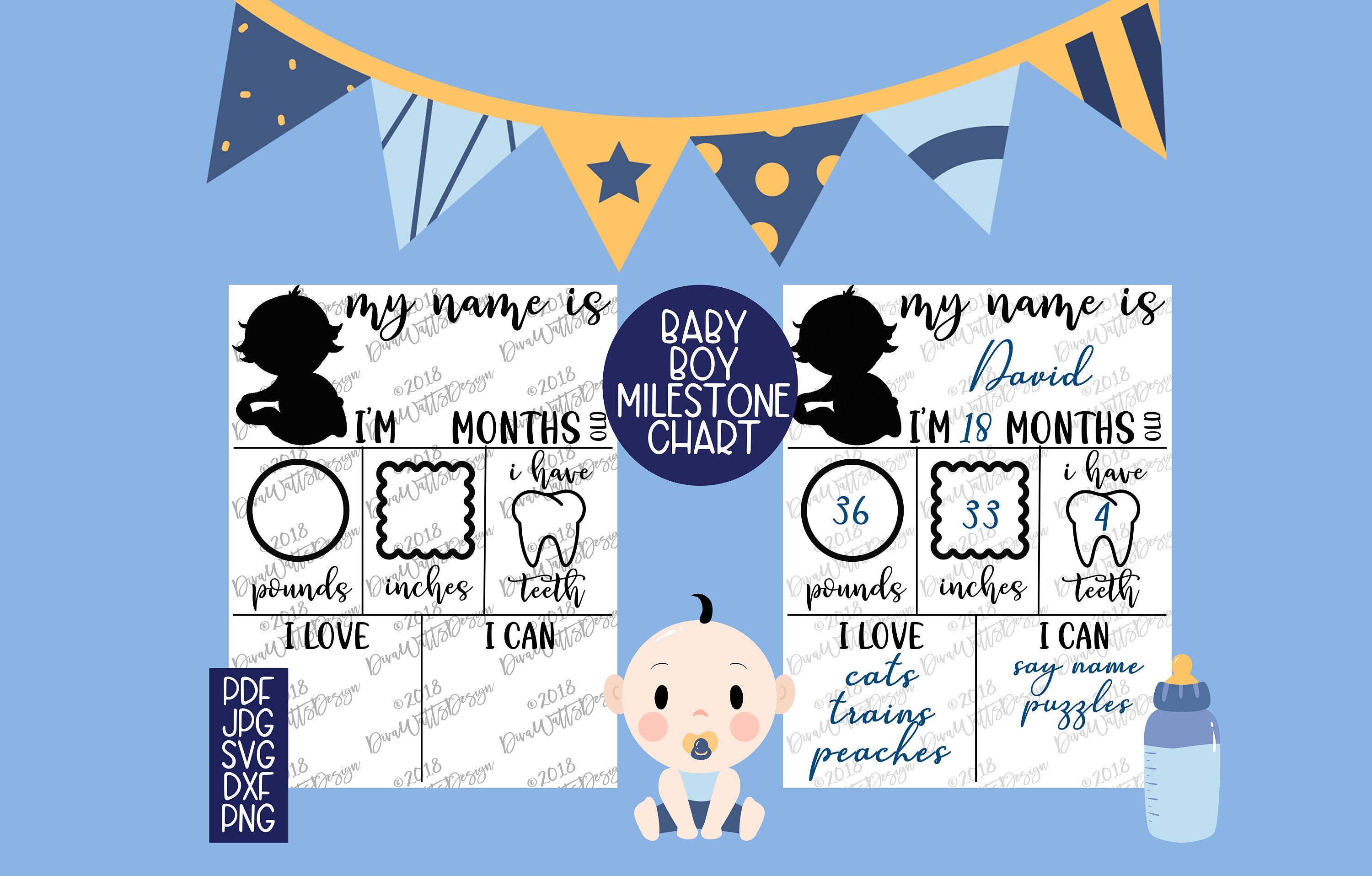 Download SVG Baby Boy Milestone Chart Board Cutting File Printable ...