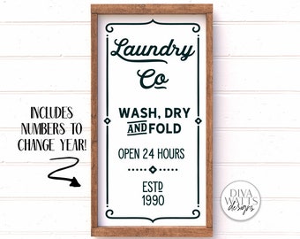 Laundry Co Vertical SVG / Farmhouse Laundry Sign / DXF y más