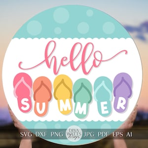 Oh Hello Summer SVG Door Hanger For Summer SVG Door Hanger SVG For Summer Sign Summer Round Sign svg Summer Round svg Summer Welcome svg