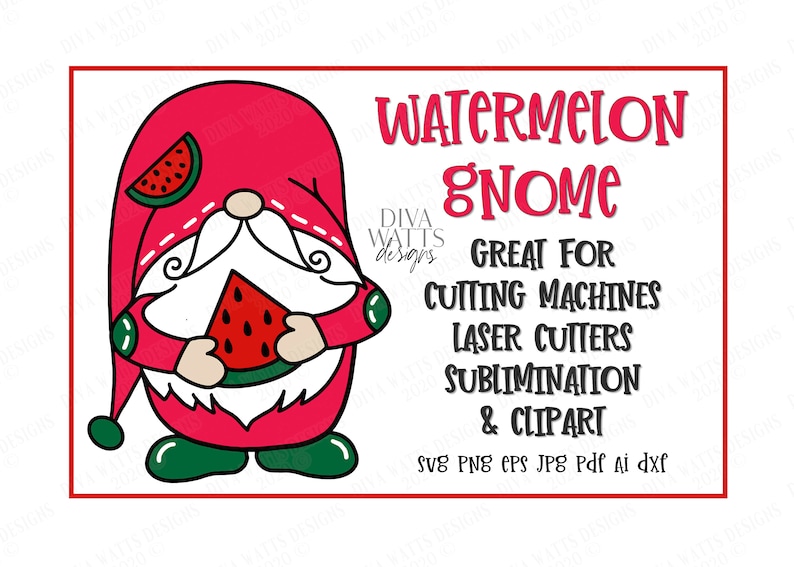 SVG Watermelon Gnome Cutting File Summer Summertime | Etsy