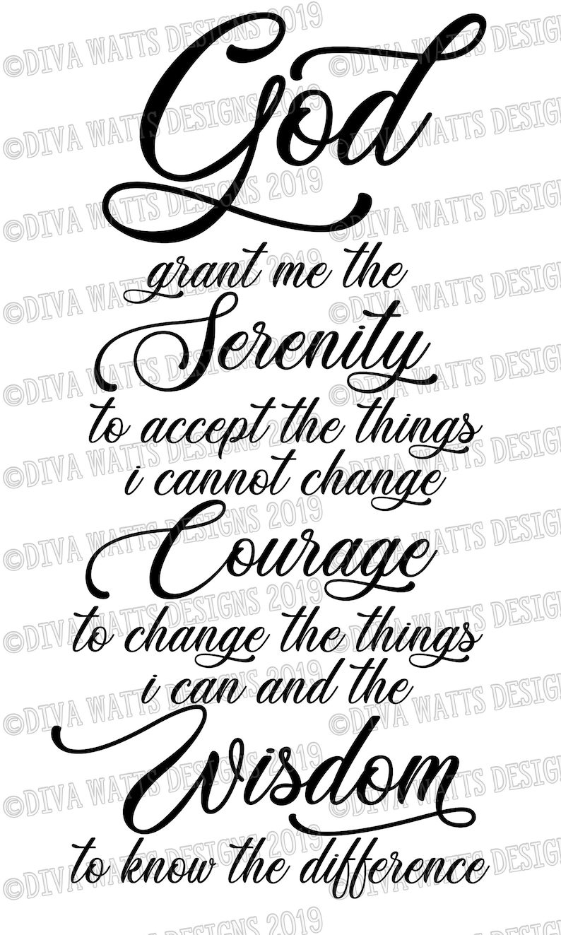 svg serenity prayer god courage wisdom cutting file etsy