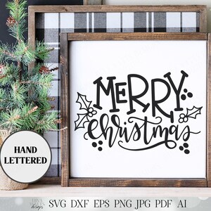 Frohe Weihnachten | Hand beschriftet SVG} Bauernhaus-Wanddekor | Cricut SVG | Druckbar und mehr!