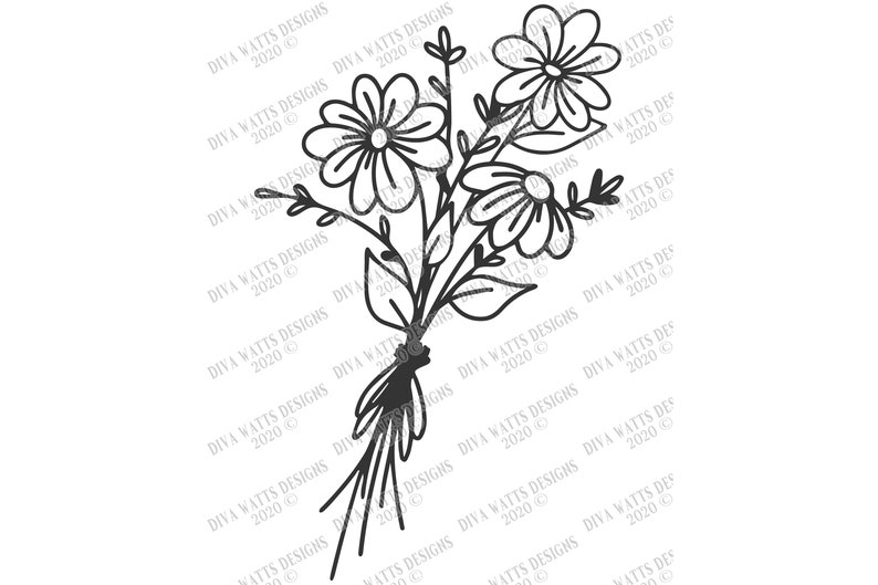 Download SVG Daisies Wildflower Bouquet Cutting File Farmhouse | Etsy