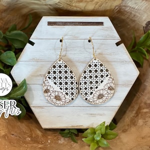 Laser Cut Teardrop Earrings SVG - Floral Boho Design Cutting File for Earrings