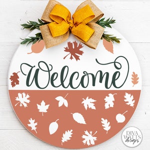 Welcome SVG | Fall Leaves Door Hanger Design