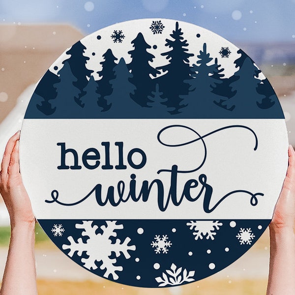 Hello Winter SVG Door Hanger SVG Winter Door Hanger svg Christmas Door Hanger svg Christmas Sign svg Winter Sign SVG Winter Snowflakes svg