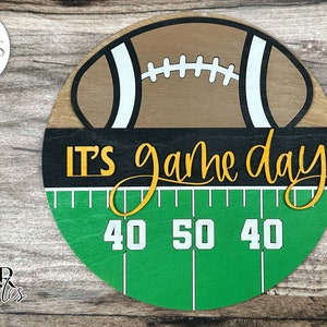 It's Game Day LASER SVG | Football Door Hanger Design | 50 Yard Line | Glowforge Laser File