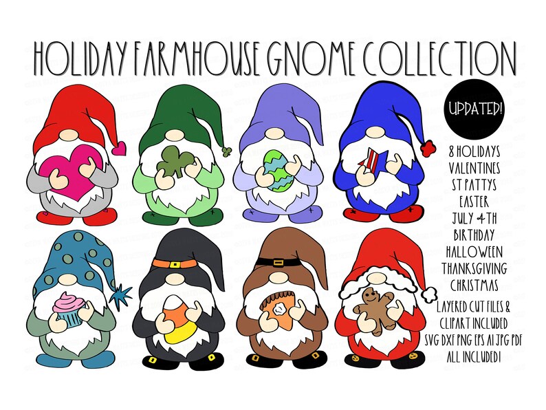 Download SVG Farmhouse Gnome Holiday Collection Cutting Files | Etsy