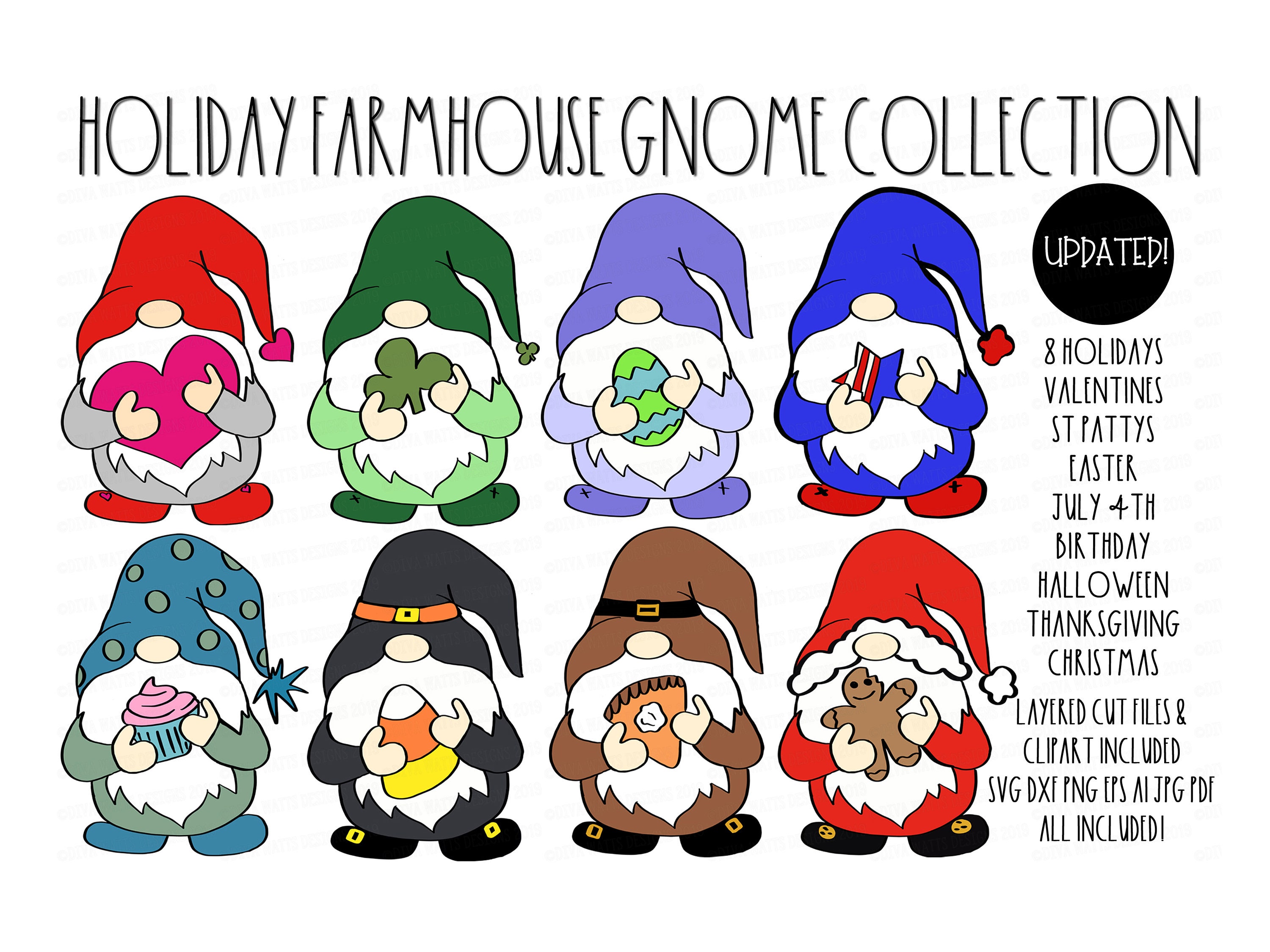 Download Svg Farmhouse Gnome Holiday Collection Cutting Files Etsy