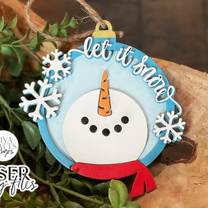 Snowman Ornament Glowforge SVG | Winter / Christmas Laser Cut File