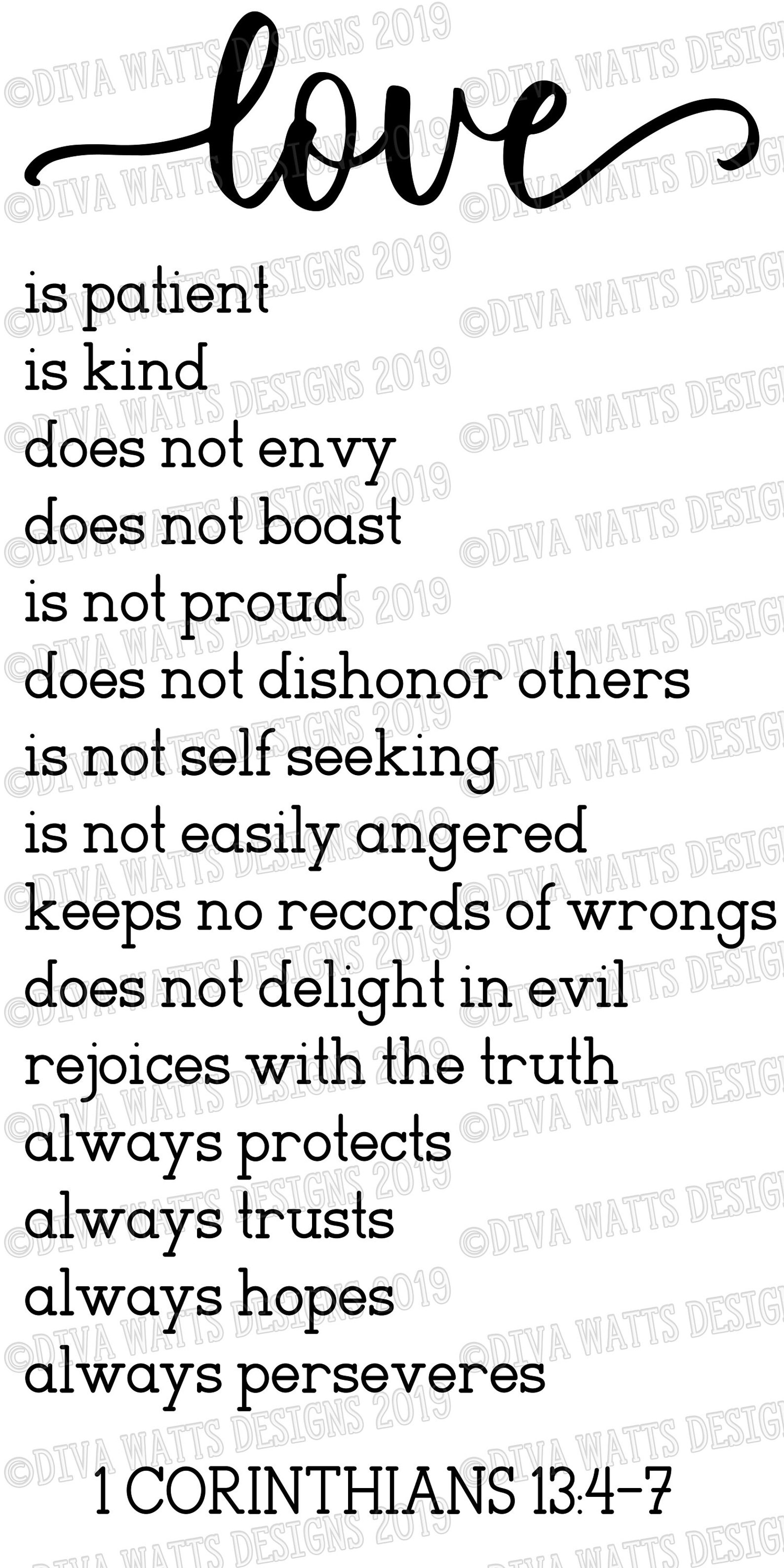 SVG Love is Patient Love is Kind Cutting File Christian Etsy