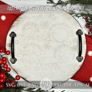 Weihnachtsmann-Cookie-Tablett-Laser-Datei | Scoring-Only Weihnachten SVG | Schnelles Laserschneiden-Design für das Weihnachtsbasteln