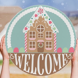 Welcome SVG Gingerbread Christmas Door Hanger SVG Gingerbread House svg Door Hanger For Christmas Gingerbread House svg Gingerbread Sign