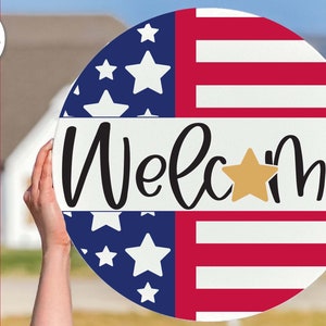 Welcome SVG | Door Hanger Patriotic Welcome Sign Design