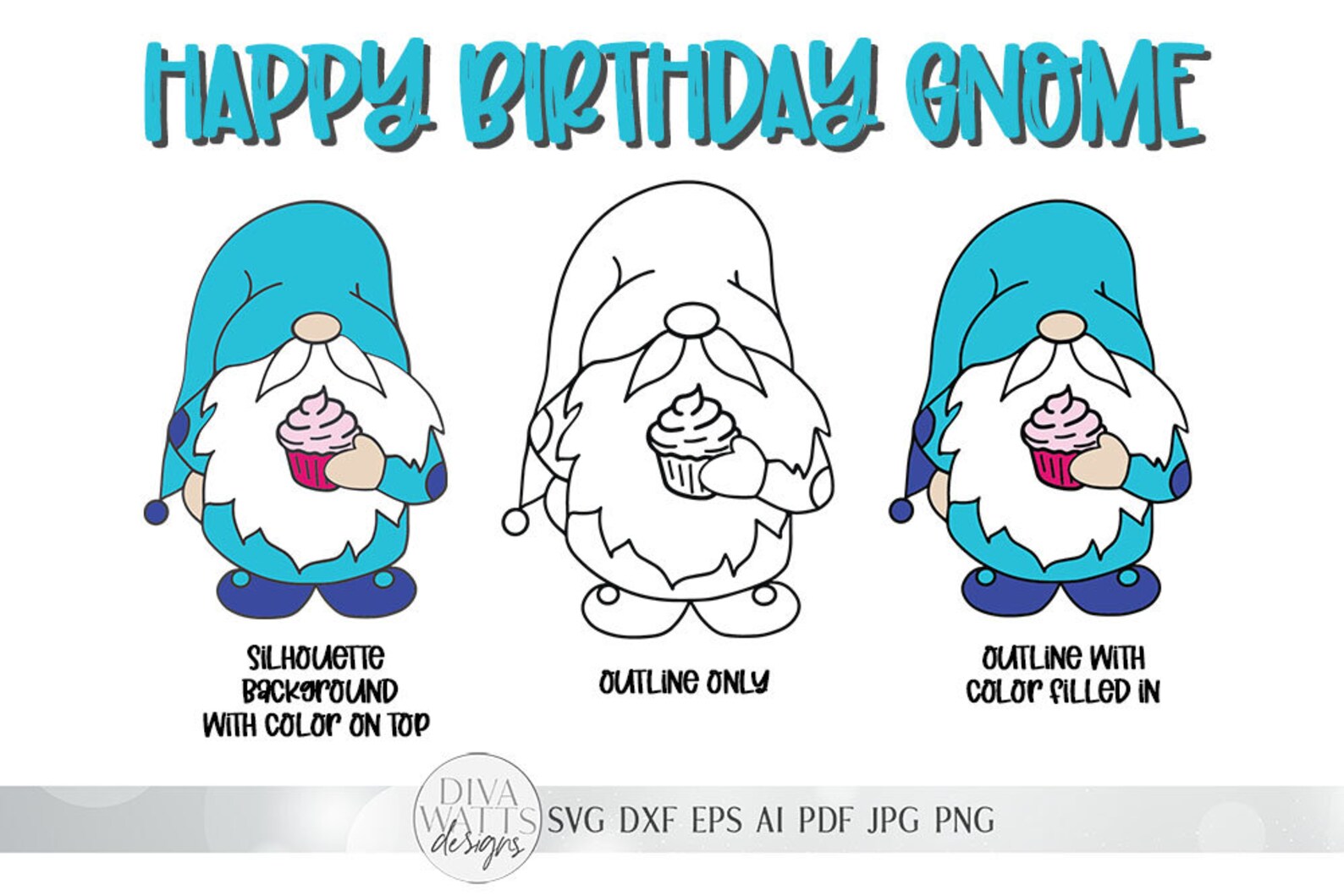 Download Happy Birthday Gnome SVG 5 Variations dxf and more | Etsy