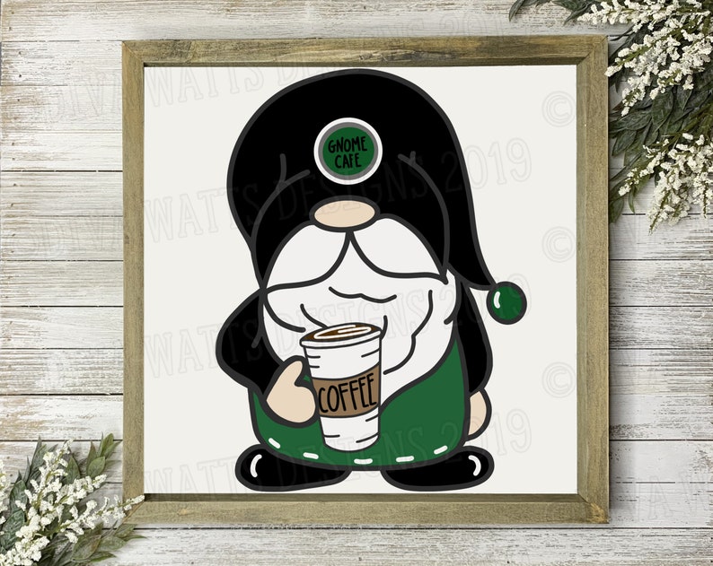 SVG Coffee Shop Gnome Cutting File Cafe Bar DXF PNG | Etsy