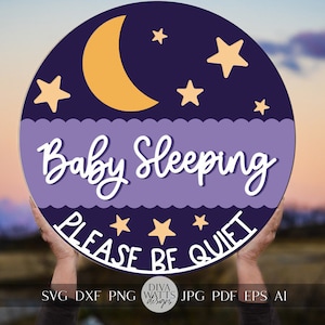 Baby slapen SVG Please Be Quiet svg slapende baby deurhanger svg slapende baby svg dutje tijd teken svg voordeur hanger svg Cricut svg