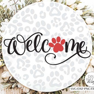 Welcome With Paw Print SVG | Paw Leopard Print Design
