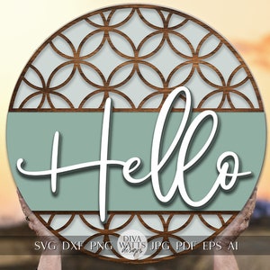Hello SVG Geometric Welcome Sign svg Modern Geometric Hello svg Welcome Sign svg Geometric W Sign svg Cricut svg Round Door Hanger svg