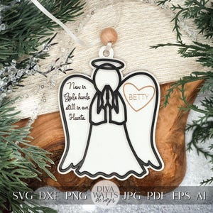 Angel Ornament SVG for Laser | Personalized Angel Ornament | Custom Memorial Angel Ornament | Laser Cut Ornament File for Glowforge & Xtool