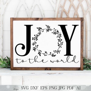 Alegría para el mundo SVG / Navidad SVG / Himno cristiano SVG / dxf y más / Letrero de granja / Imprimible y más