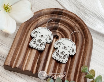 Laser Cut Earring SVG Woodland Deer Fawn Cottagecore Folk Art Dangle Earrings Includes Large and Small Sizes for Boutique Jewelry