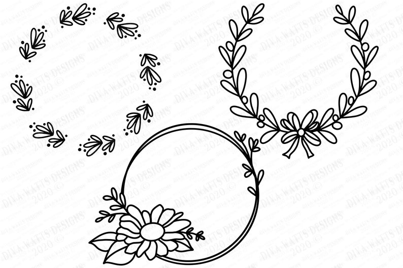 Farmhouse Wreath Collection Cutting Files and Clipart Set | Etsy