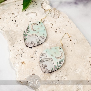 Laser Cut Earring SVG | Sunflower Engraved Teardrop Earrings File | DIY Jewelry for Glowforge xTool | Floral SVG Cut File